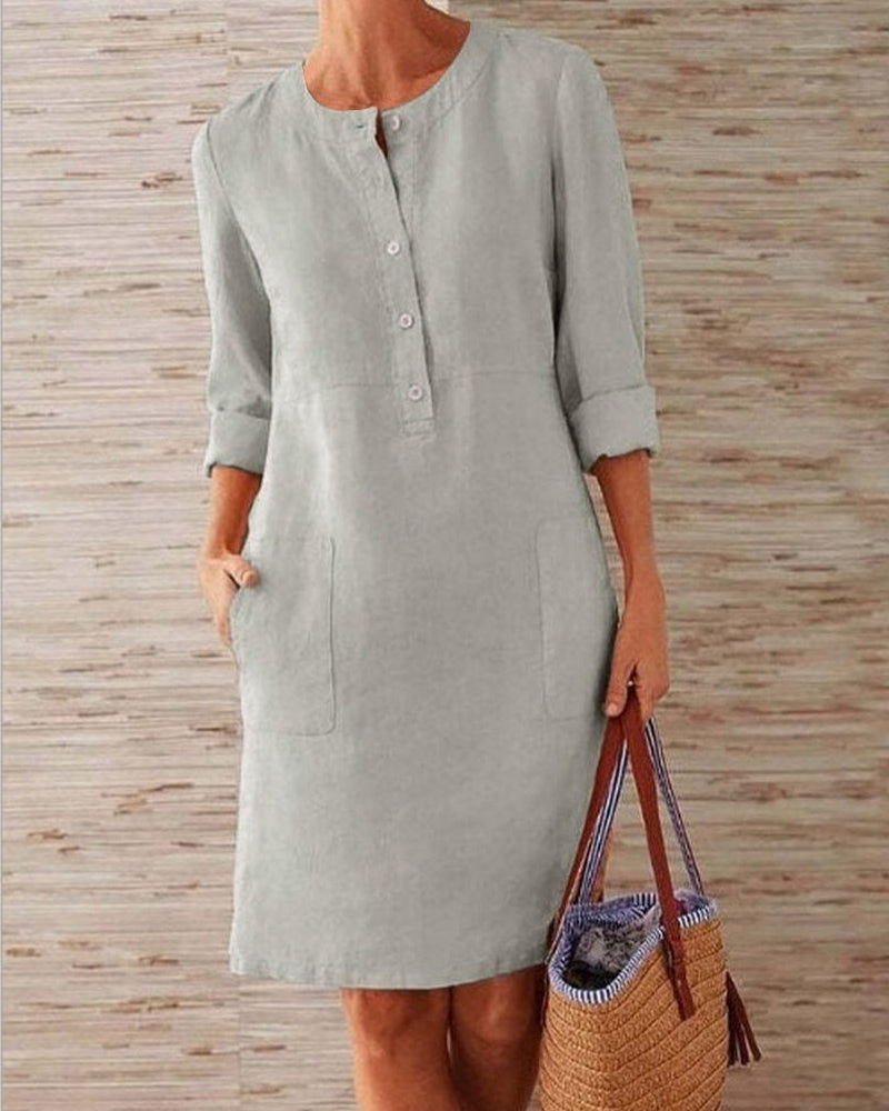 Elegant Linen Dress NTGFad Elegant Linen Dress NTGFad