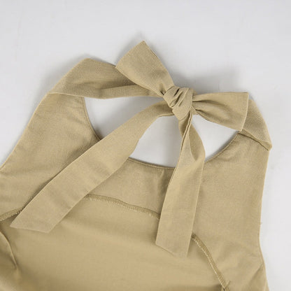 Pure cotton comfortable soft breathable halter neck dress