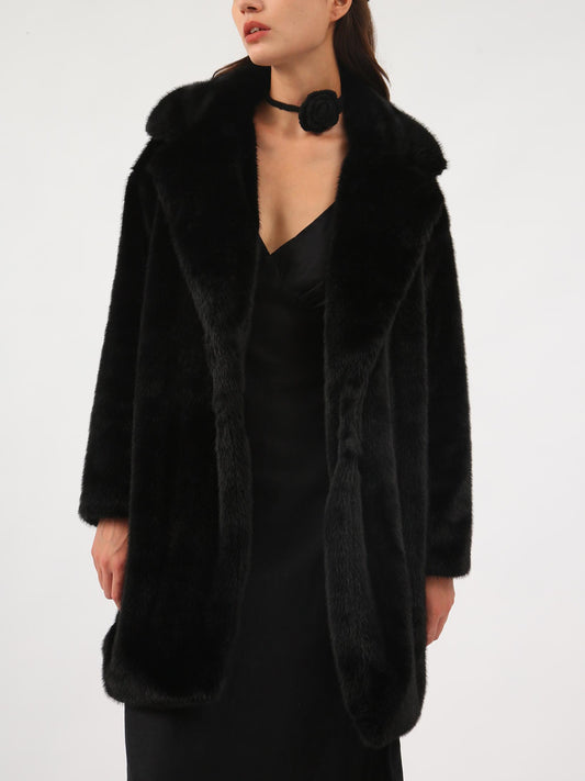 Women's Faux Fur Longline Duster Coat