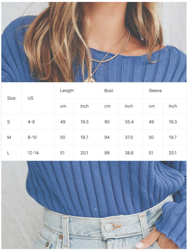 Knitted Ribbed Slim Round Neck Long Sleeve Sweater