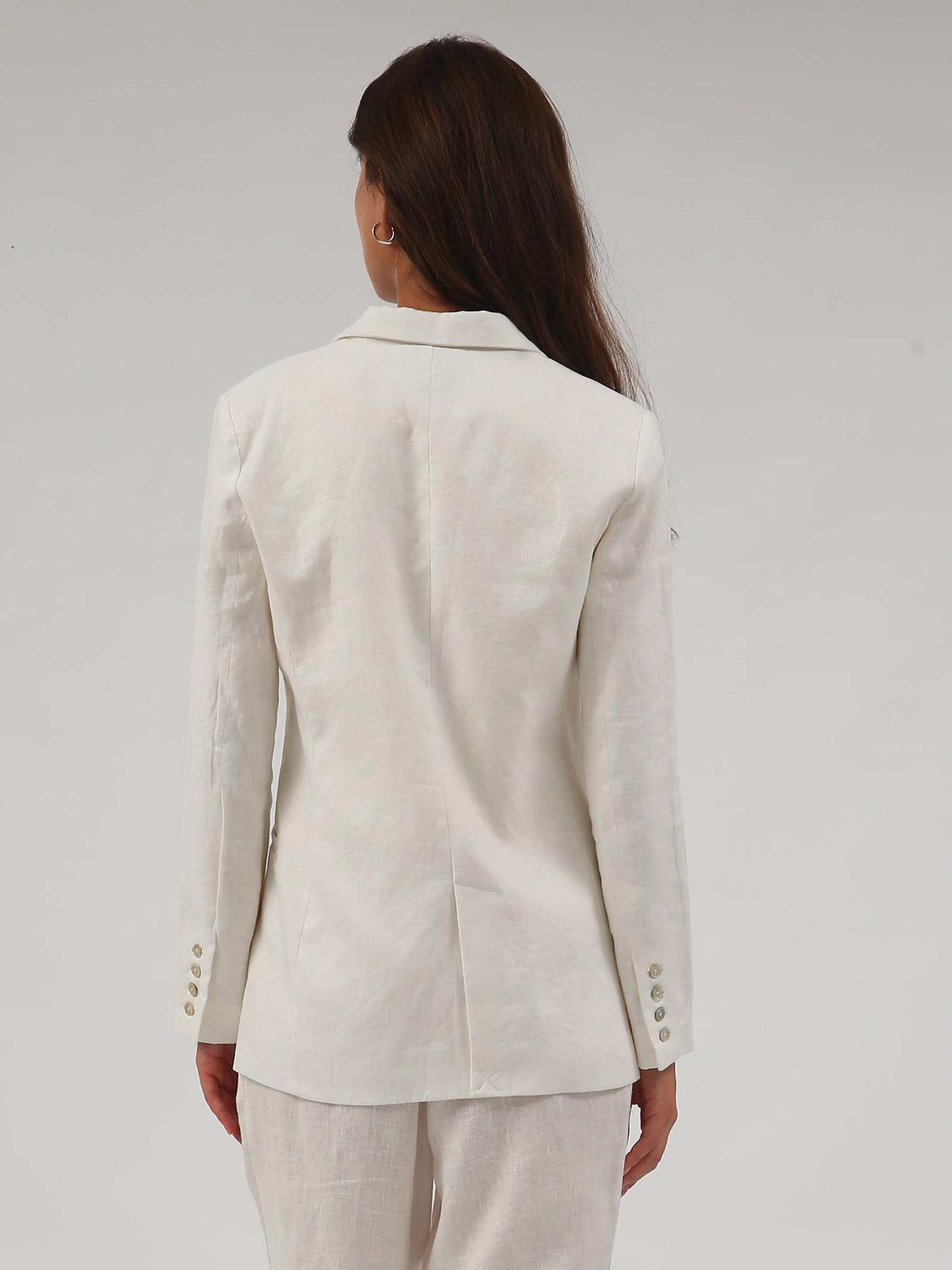 Women's Pure Linen Double-Breasted Blazer