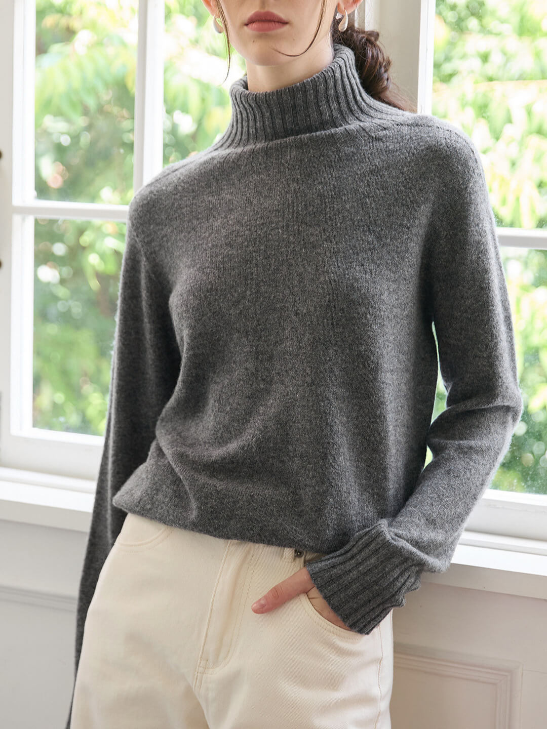 100% Wool Turtleneck  Sweater