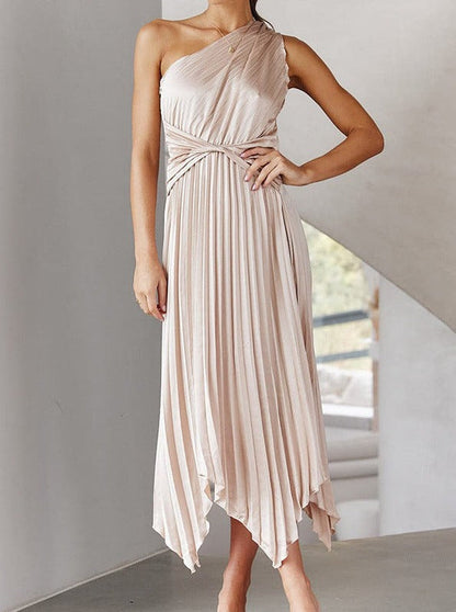 mysite evening-dresses One-shoulder pleated irregular dress