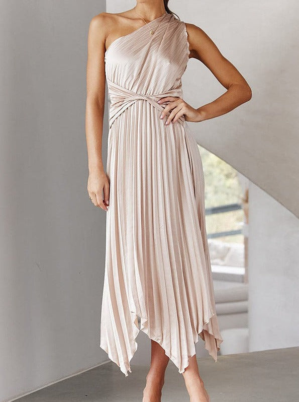 mysite evening-dresses One-shoulder pleated irregular dress