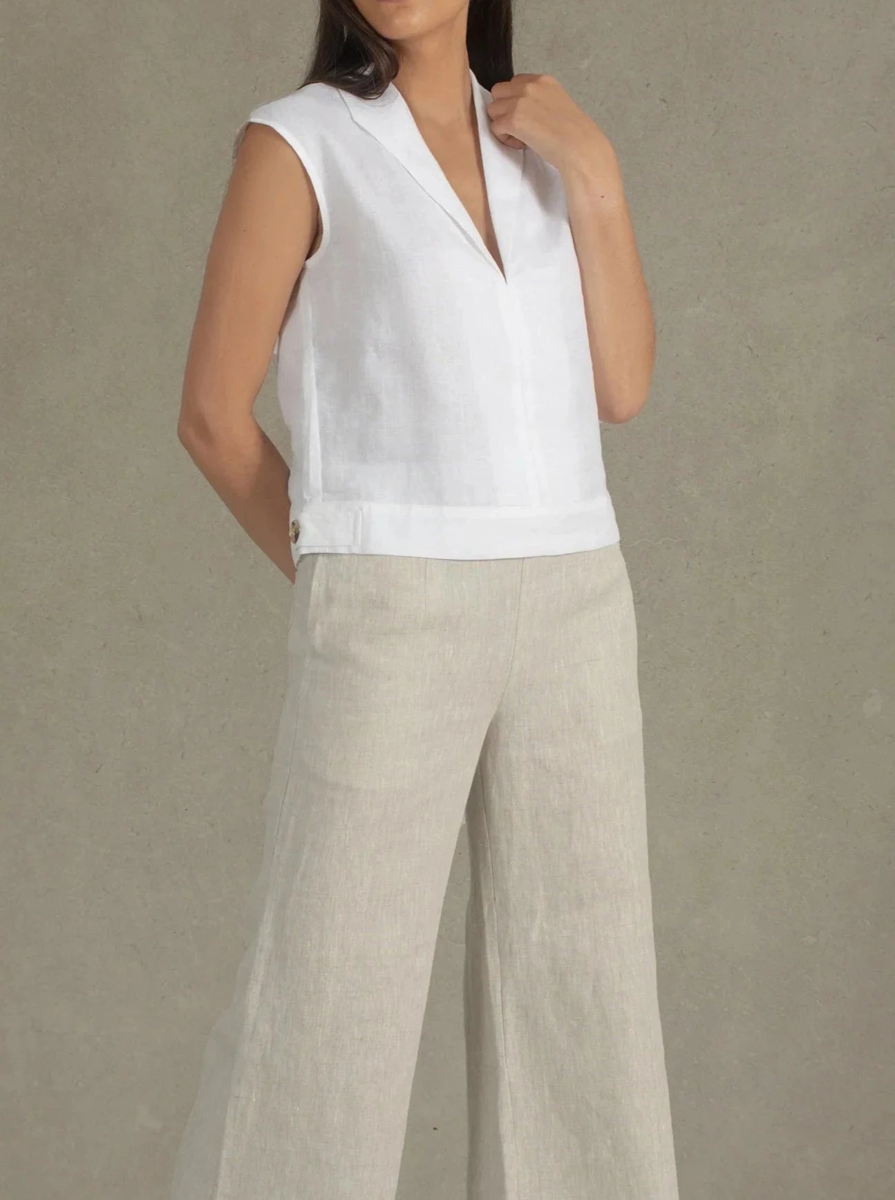 mysite Shirts & Tops Nuvola Linen Top White