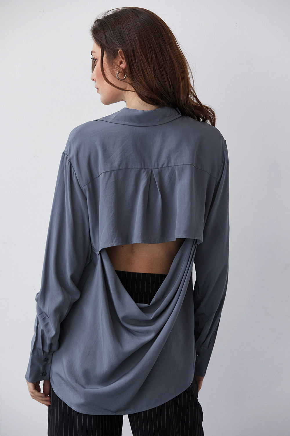 mysite Shirts & Tops XS / Slate Sianna Open Back Shirt