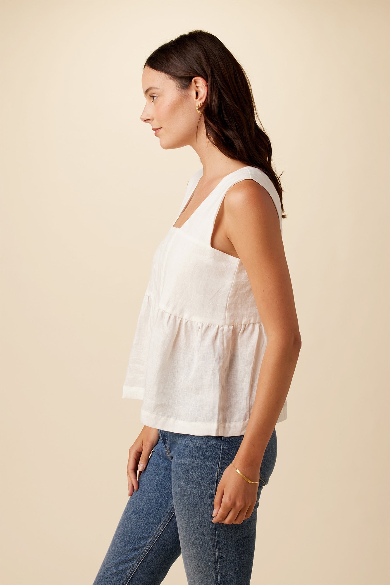 mysite Tops Maeve Linen Top - White