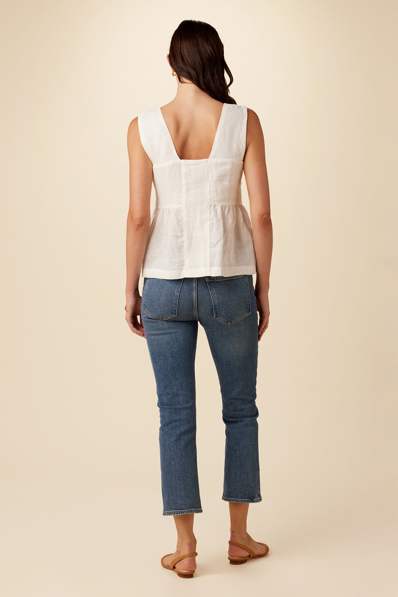 mysite Tops Maeve Linen Top - White