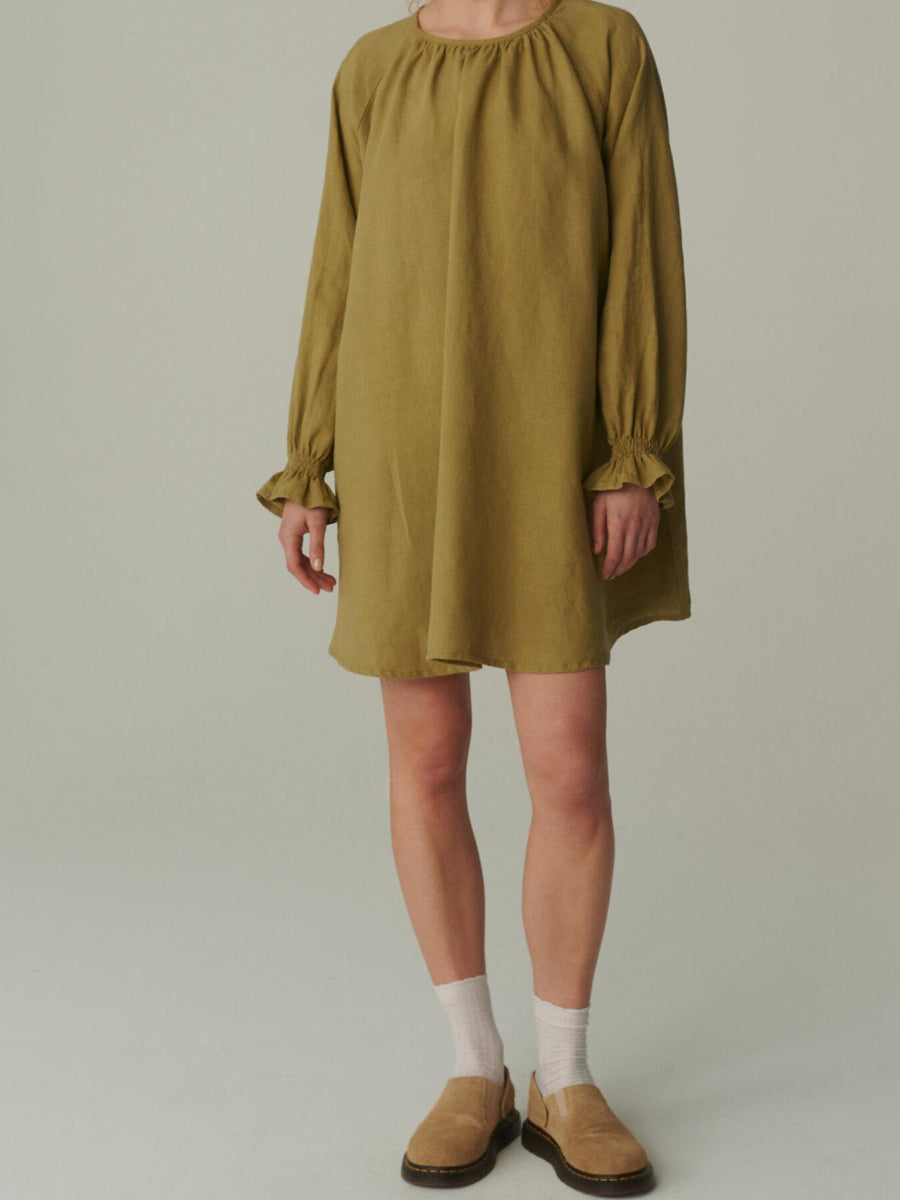 NTG 2022 Casual Long Sleeve Linen Dress-Handmade