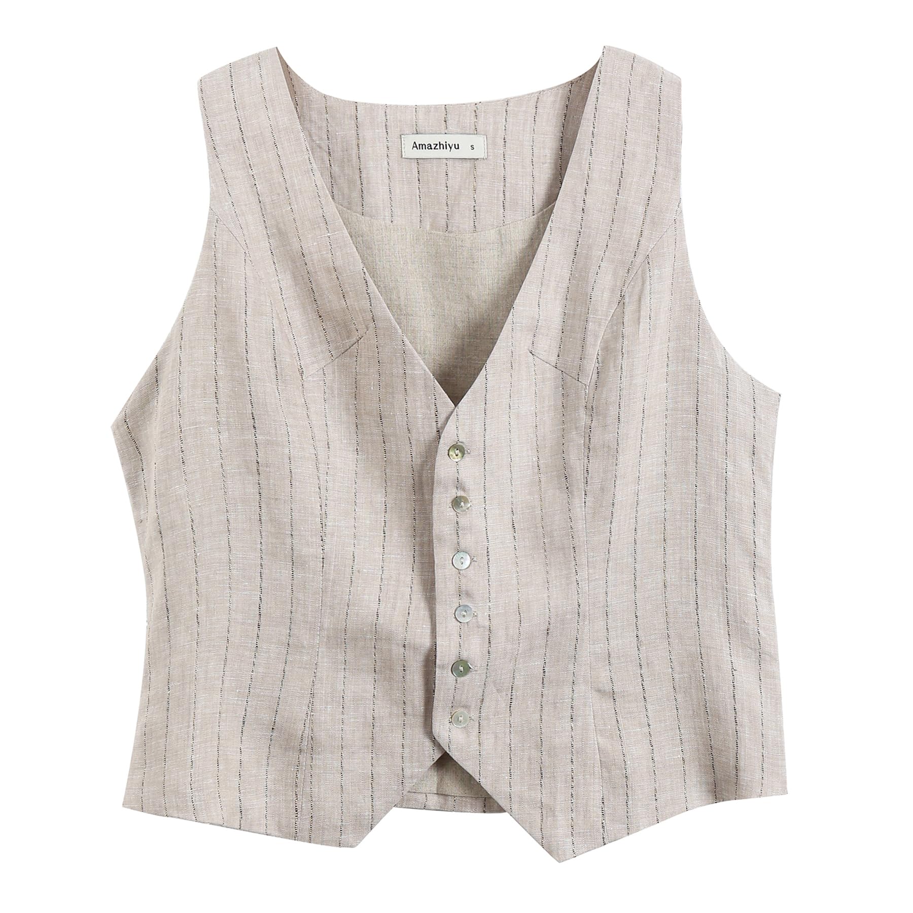 NTG Fad 100% LINEN CROP TOP V NECK WAISTCOAT VEST