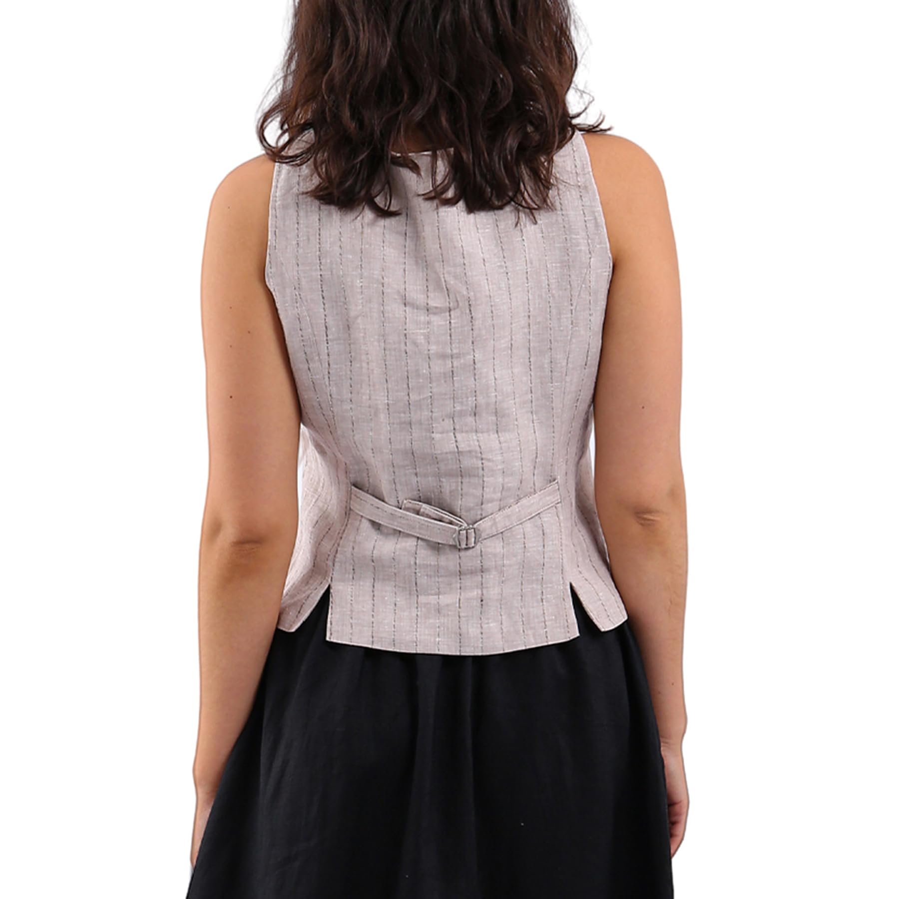 NTG Fad 100% LINEN CROP TOP V NECK WAISTCOAT VEST