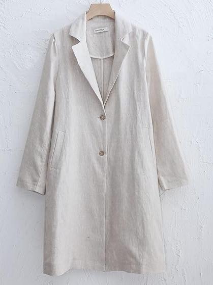 NTG Fad 100% Linen Notched Collar Trench Coat