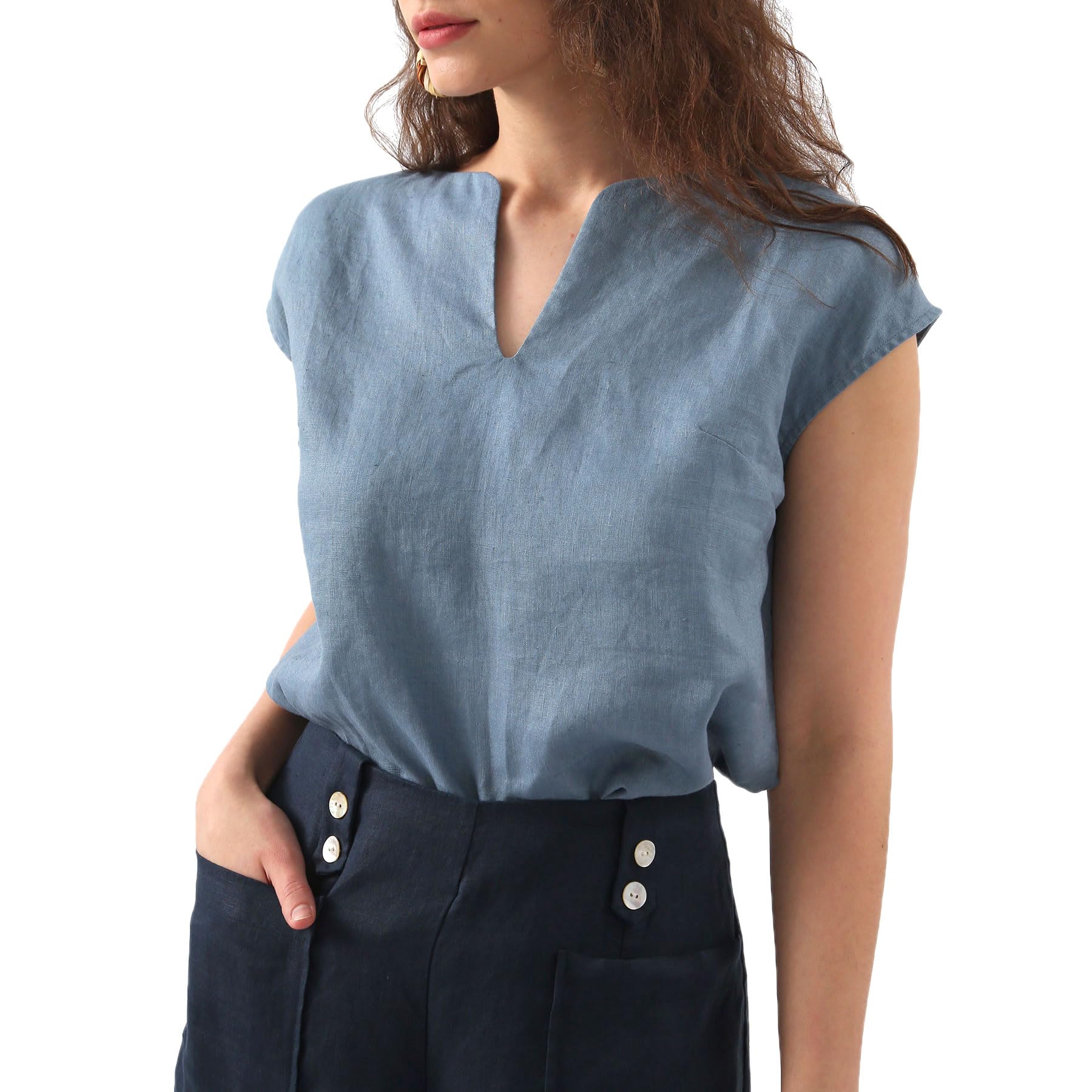 NTG Fad 100% Linen Short Sleeve Top