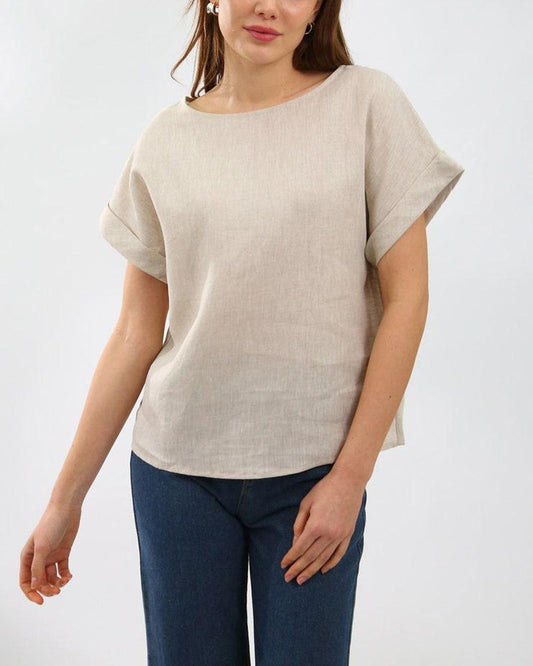 NTG Fad 100% Linen Short Sleeve Top