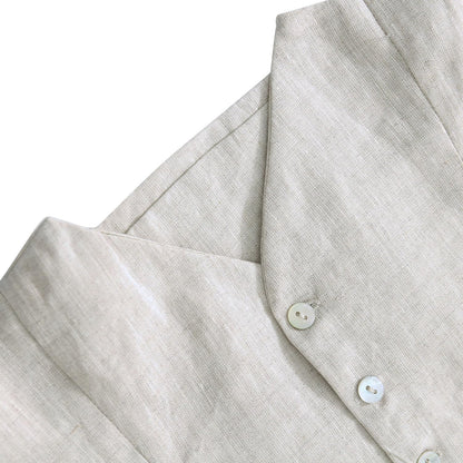 NTG Fad 100% Linen Sleeveless Waistcoat  Short Vest For Woman