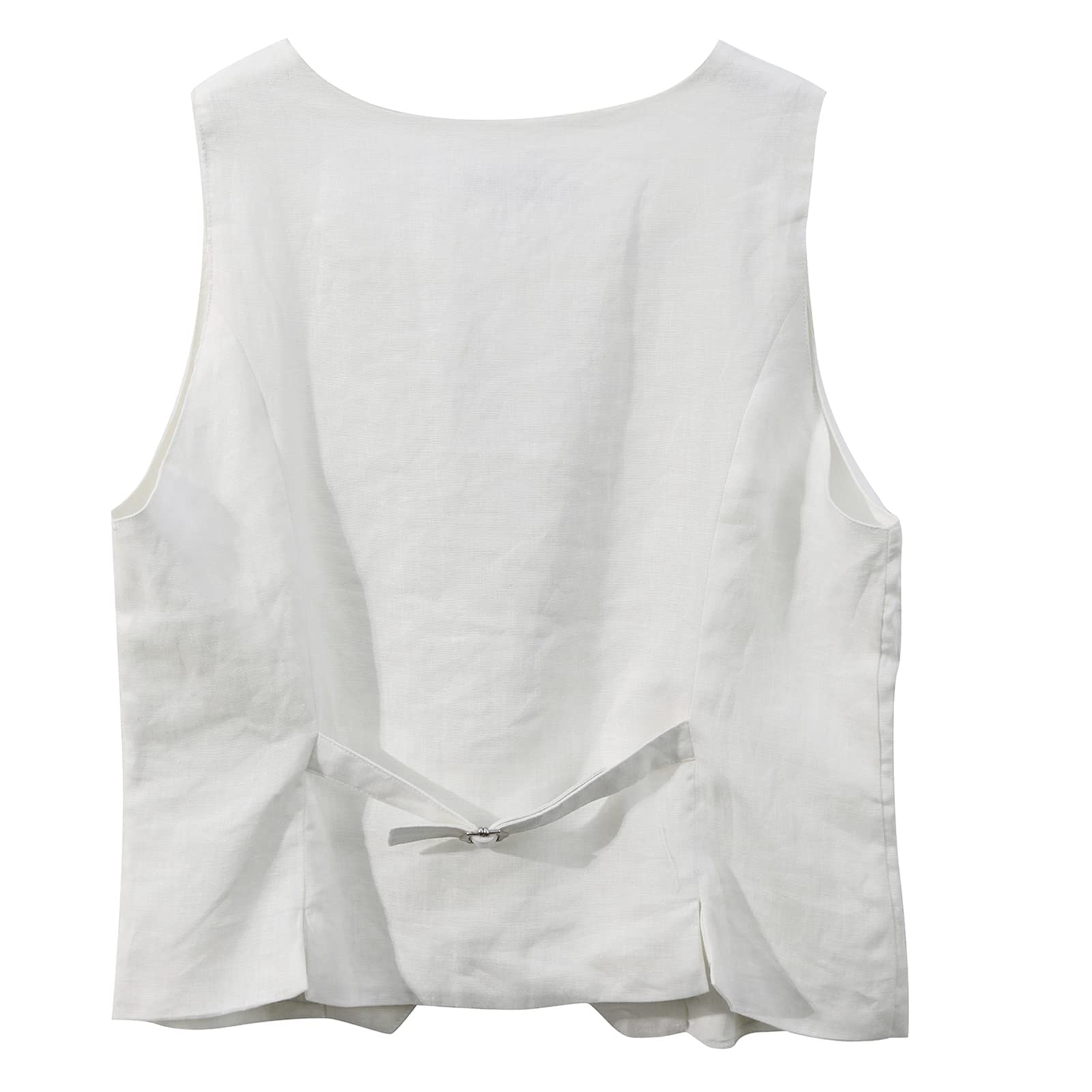 NTG Fad 100% Linen Sleeveless Waistcoat  Short Vest For Woman