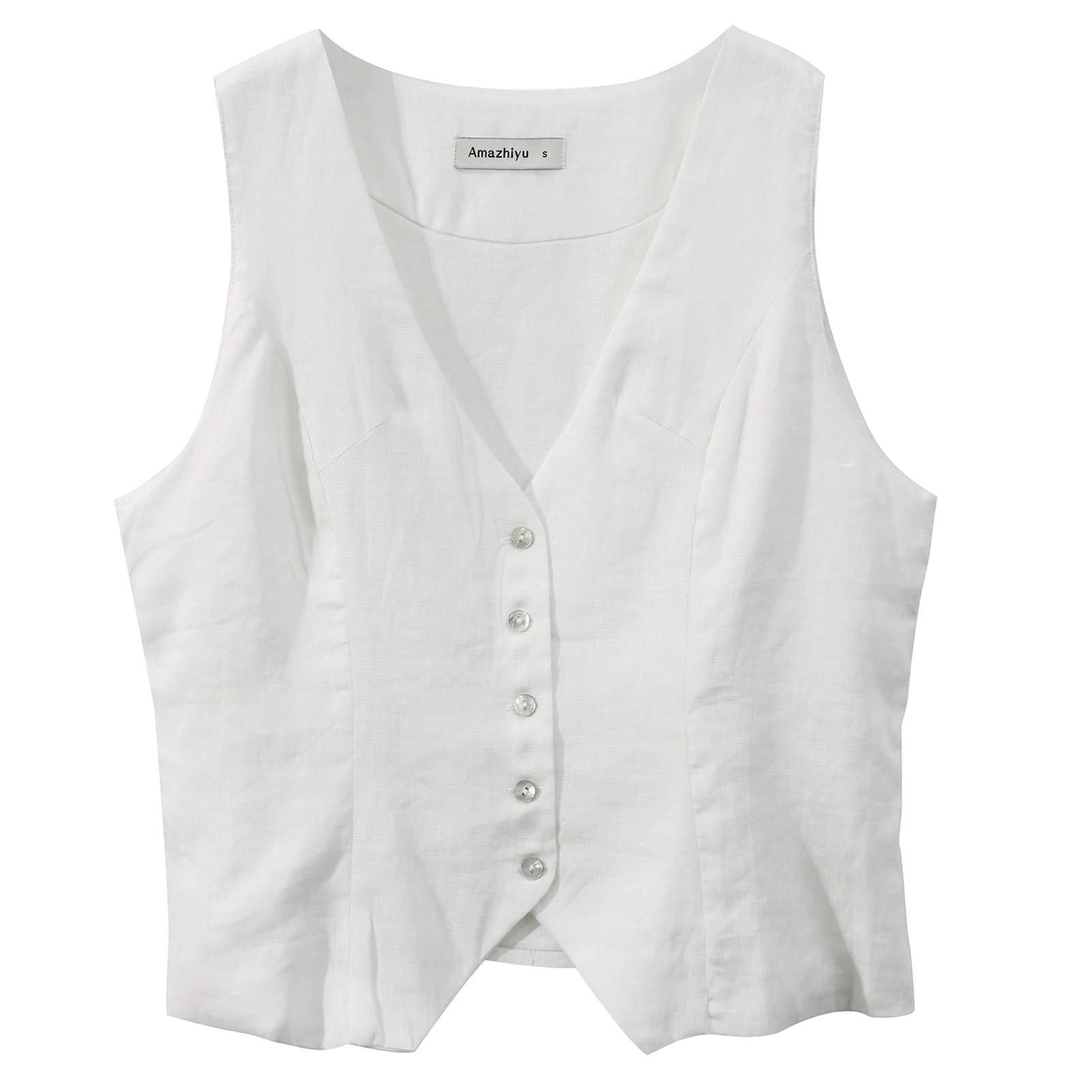 NTG Fad 100% Linen Sleeveless Waistcoat  Short Vest For Woman