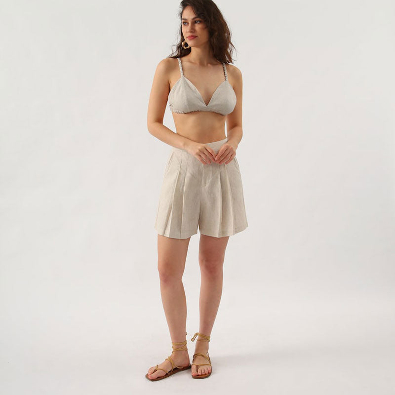 NTG Fad 100 Linen Triangle Bikini Bathing Suit Tops for Casual Summer