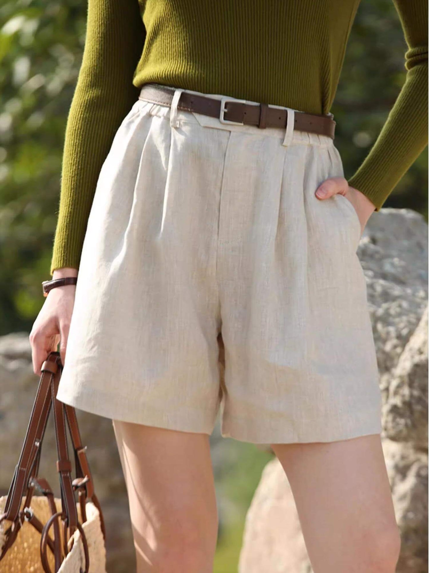 NTG Fad 100% Linen Waistband Shorts