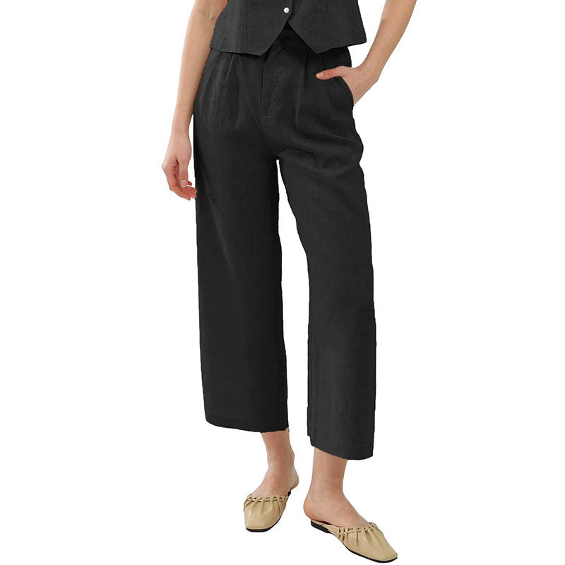 NTG Fad 100% Linen Women Linen High Waisted Trousers