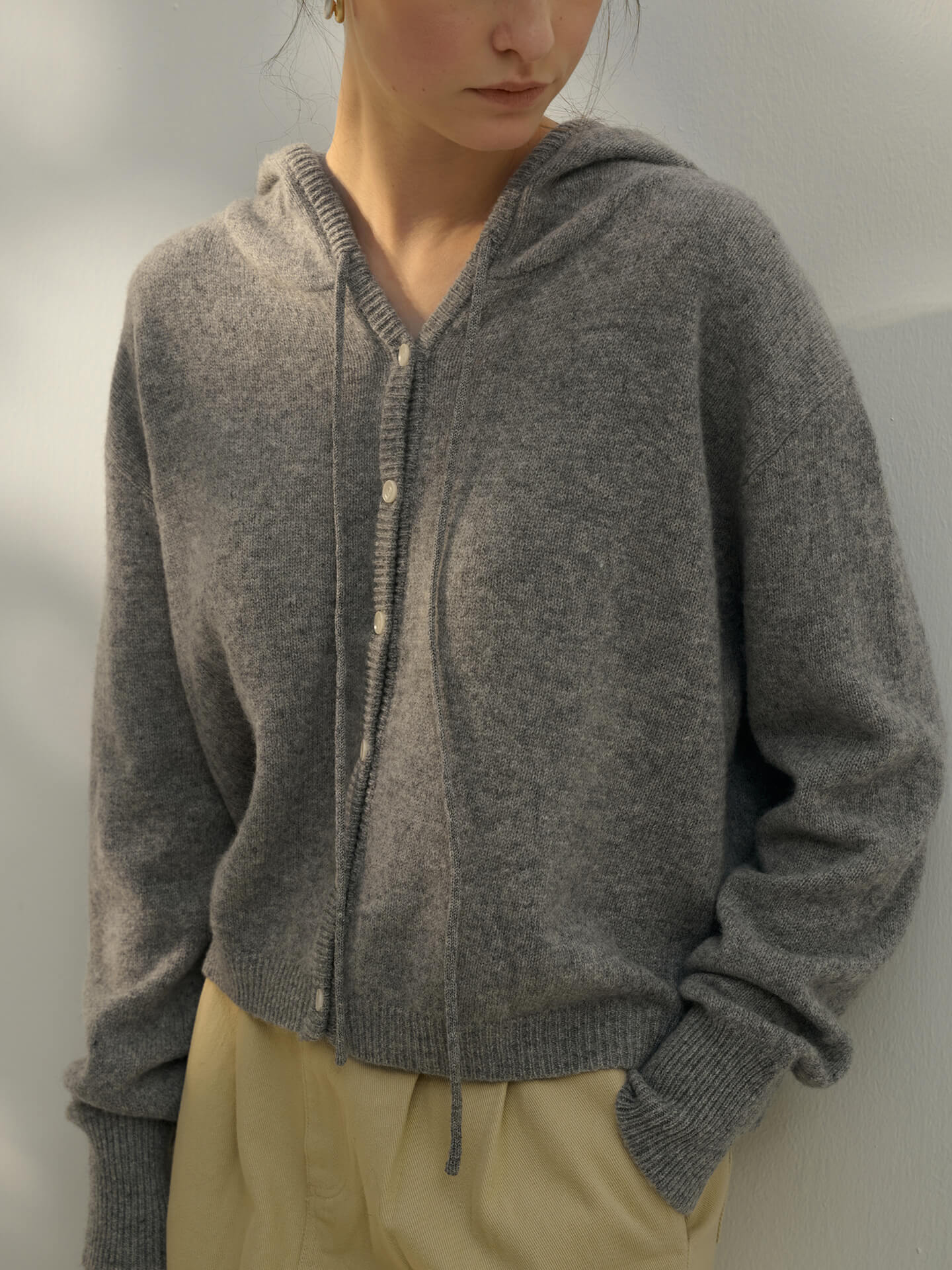 NTG Fad 100% Wool Hooded Drawstring Sweater