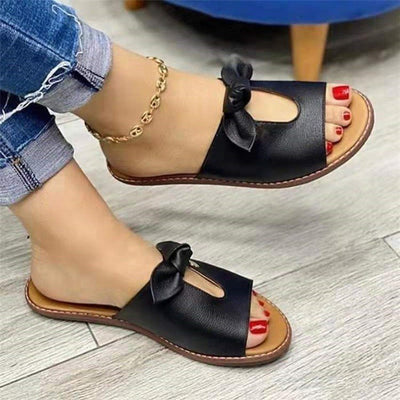 NTG Fad 35 / Black Summer bowknot hollow ladies sandals and slippers