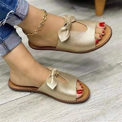 NTG Fad 35 / Gold Summer bowknot hollow ladies sandals and slippers