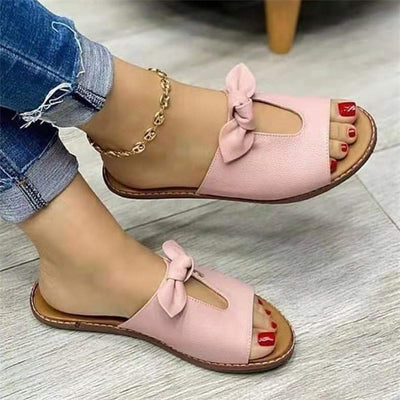 NTG Fad 35 / Pink Summer bowknot hollow ladies sandals and slippers