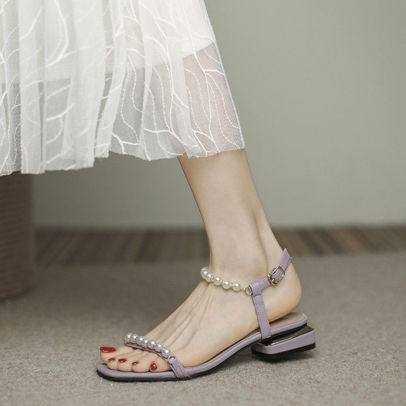 NTG Fad 35 / Purple Thin Strap High Quality Strap Pearl Sandals