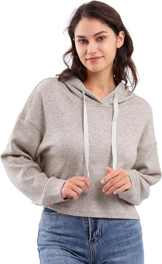 NTG Fad Amazhiyu Womens Cropped Hoodie Casual Long Sleeve Crop Top Sweatshirt with Hood