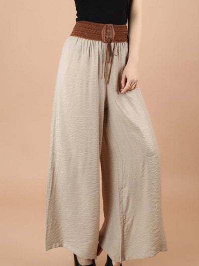 NTG Fad Apricot / One-Size Ladies Cotton Linen Casual Loose Wide Leg Pants