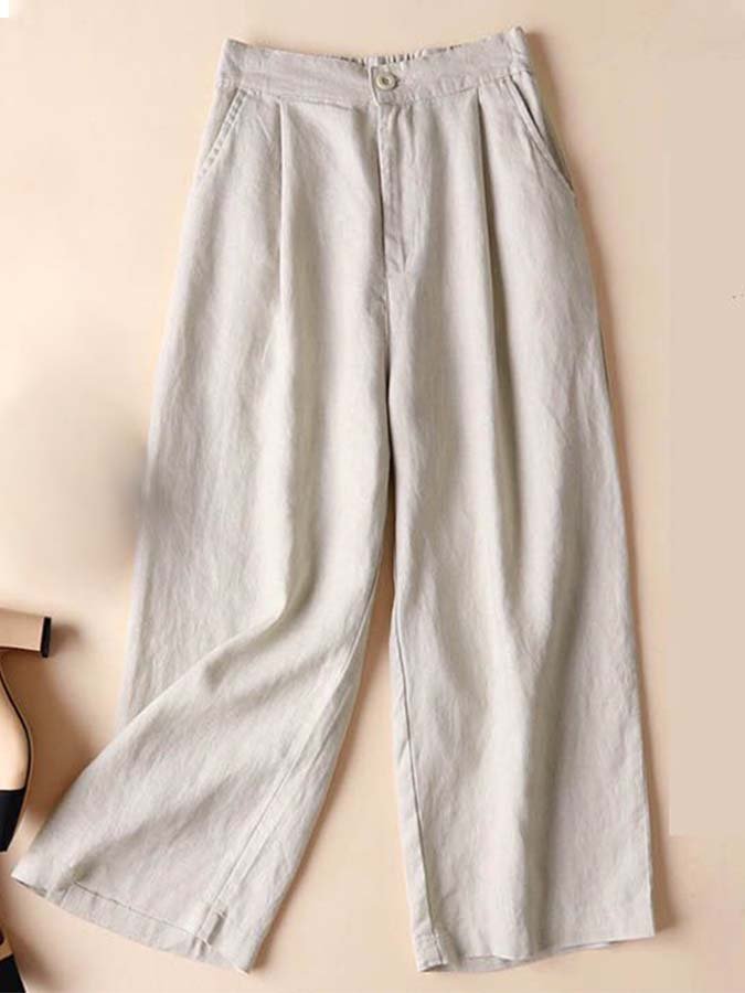 NTG Fad Apricot / S women's cotton linen casual ninth pants