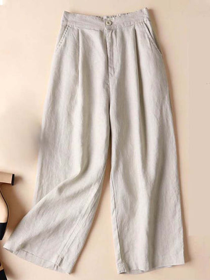 NTG Fad Apricot / S women's cotton linen casual ninth pants