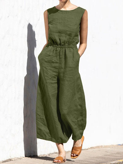 NTG Fad Army Green / S Casual Loose Solid Color Jumpsuit