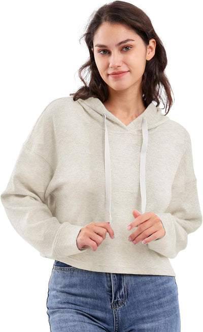 NTG Fad Beige / XX-Large Womens Cropped Hoodie Crop Top Sweatshirt with Hood