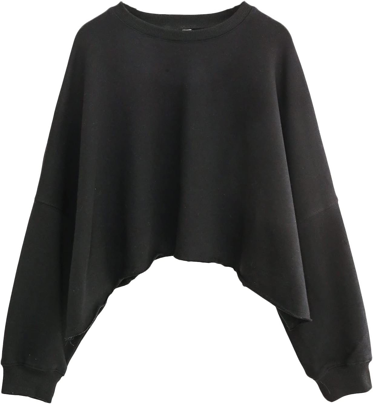 NTG Fad Black / Large Amazhiyu Women’s Cropped Hoodie Pullover Long Sleeve Crewneck Crop Tops Oversize Fit