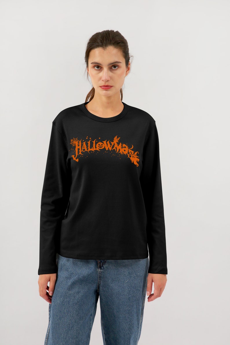 NTG Fad Black- long sleeve / S US letter Western Halloween Sweatshirt for Women