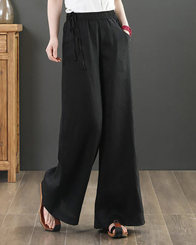 NTG Fad Black / S Casual Loose Solid Color Elastic Waist Pants