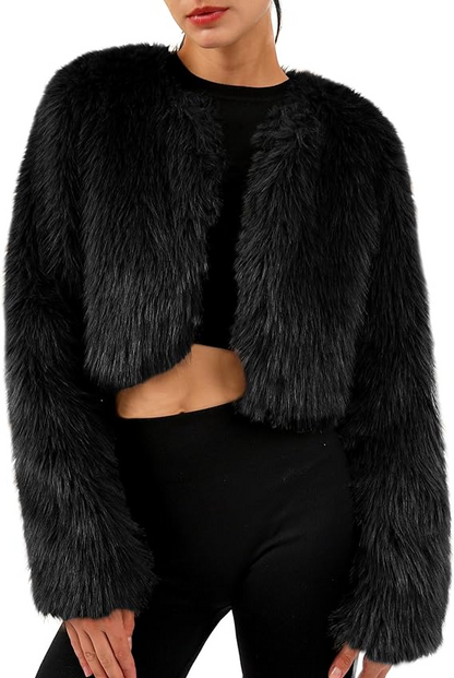 NTG Fad Black / S Cropped Faux Fur Jacket