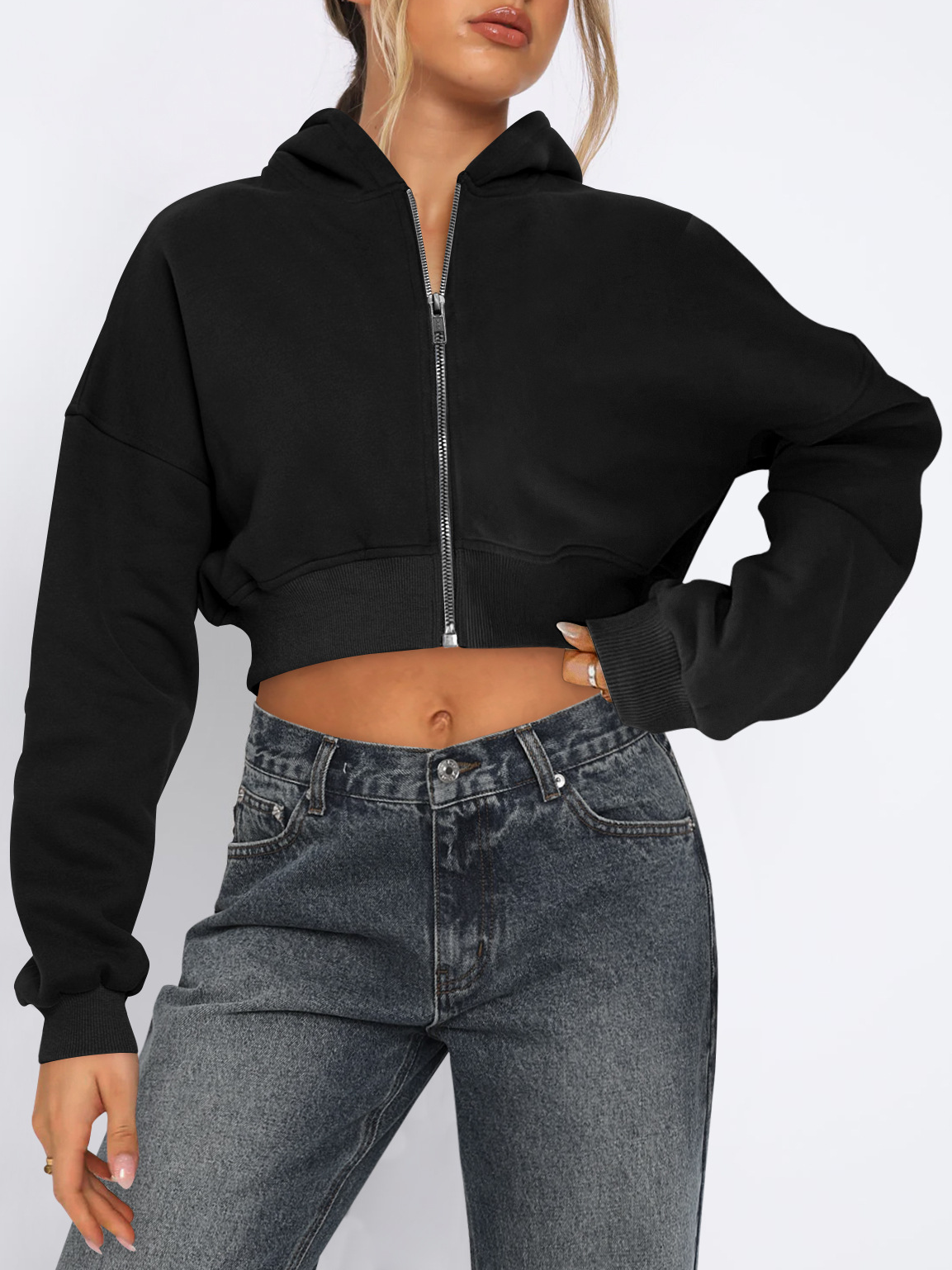 NTG Fad Black / S Cropped Hooded Sweatshirt