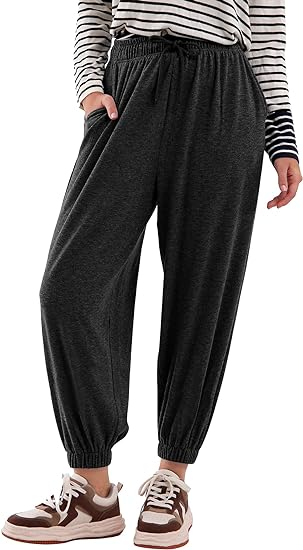 NTG Fad Black / S High Waisted Casual Wide Leg Sweatpants Joggers pants with Pockets