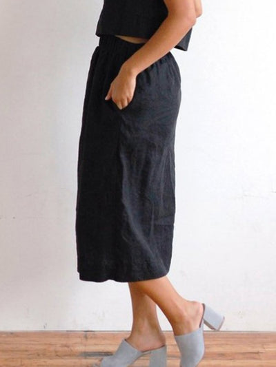 NTG Fad Black / S Ladies Cotton Linen Casual Loose Skirt
