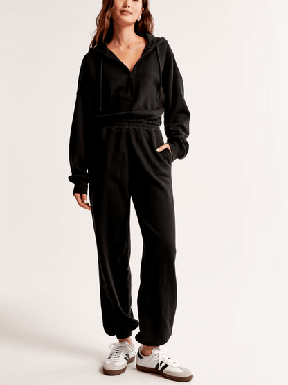 NTG Fad Black / S Long-Sleeve Hooded Fleece Jumpsuit