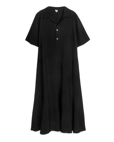 NTG Fad Black / S Shirt Collar Linen Dress