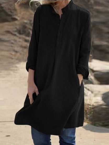 NTG Fad Black / S Women's Casual Button-Embellished  Cotton Dress