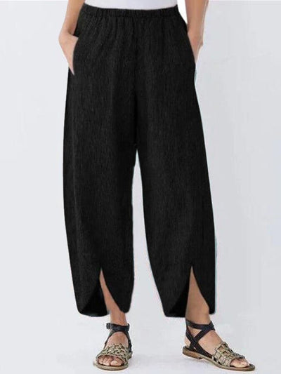NTG Fad Black / S Women's Casual Pure Color Cotton Cropped Pants