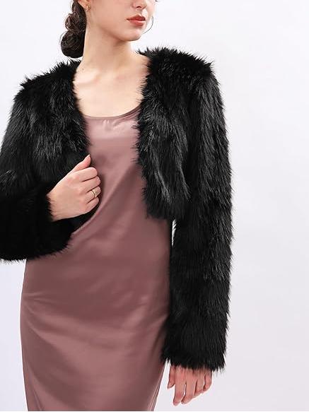 NTG Fad Black / S Women's Faux Fur Cropped Jacket