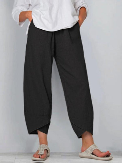 NTG Fad Black / S Women's loose cotton elastic waist wide-leg pants