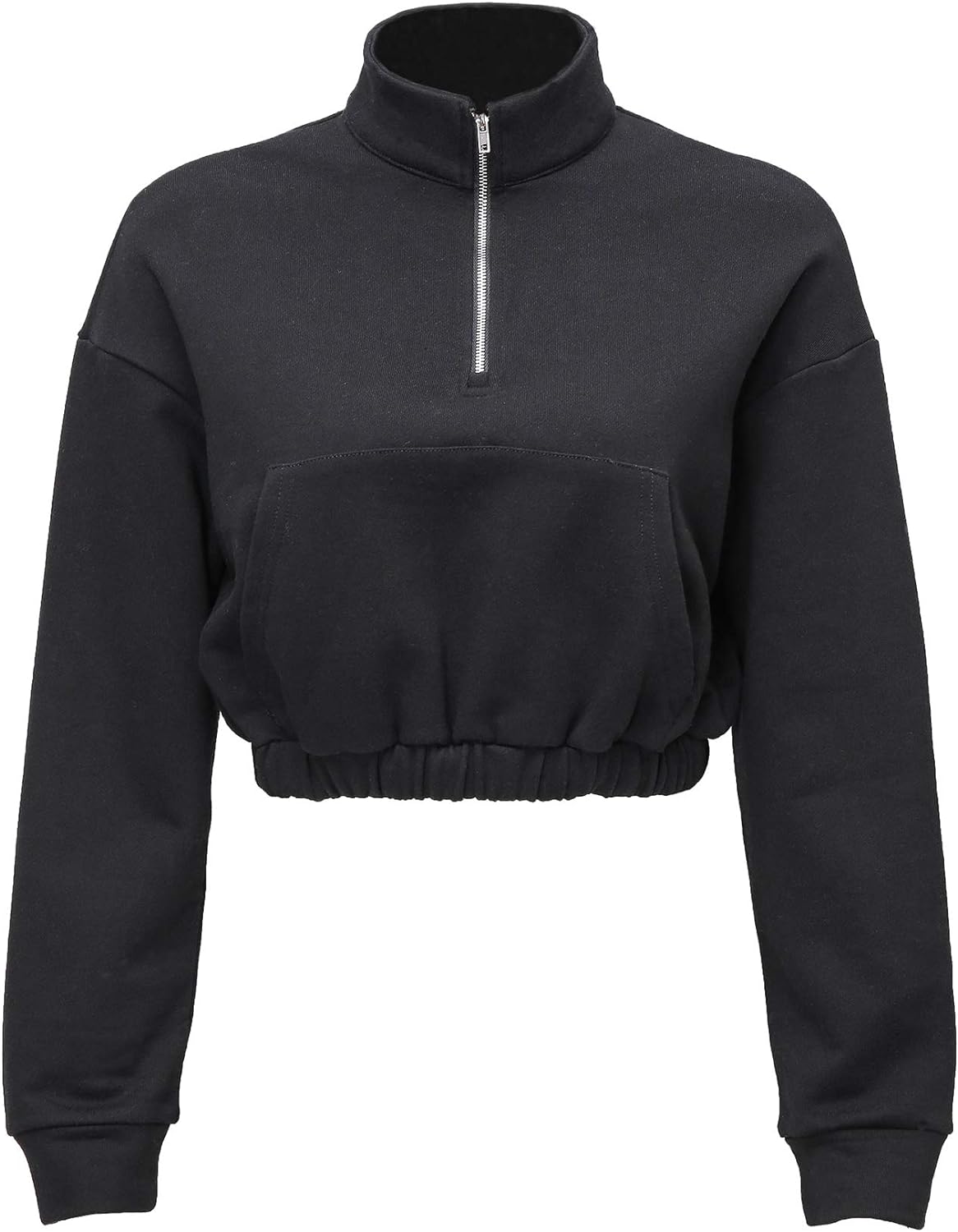 NTG Fad Black / Small Cropped Quarter Zip Pullover Sweatshirt Hoodie Crop Top