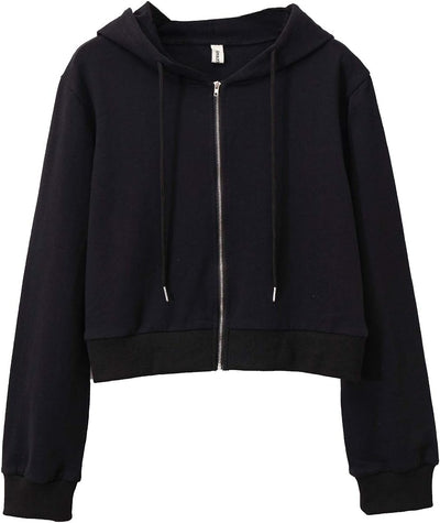 NTG Fad Black / Small Women's Cropped Zip up Hoodie with Drawstring Hooded
